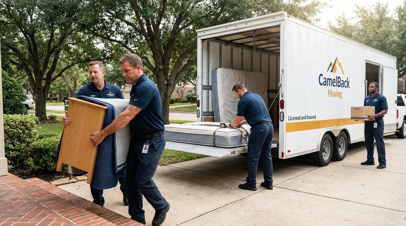 Crew loading residential truck for cross-state move from Galena, MO
