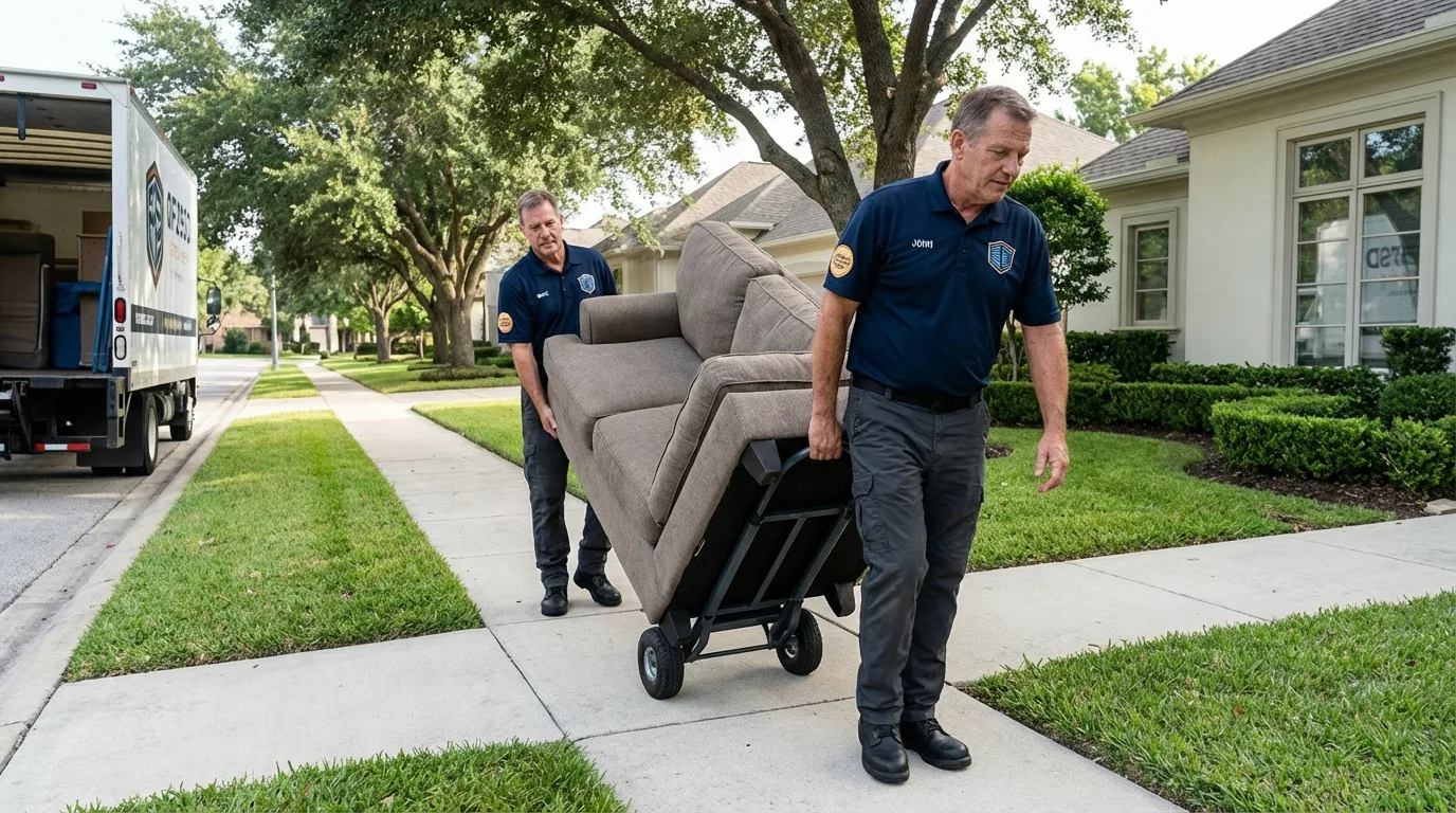 Local residential moving crew loading furniture in Galena, MO
